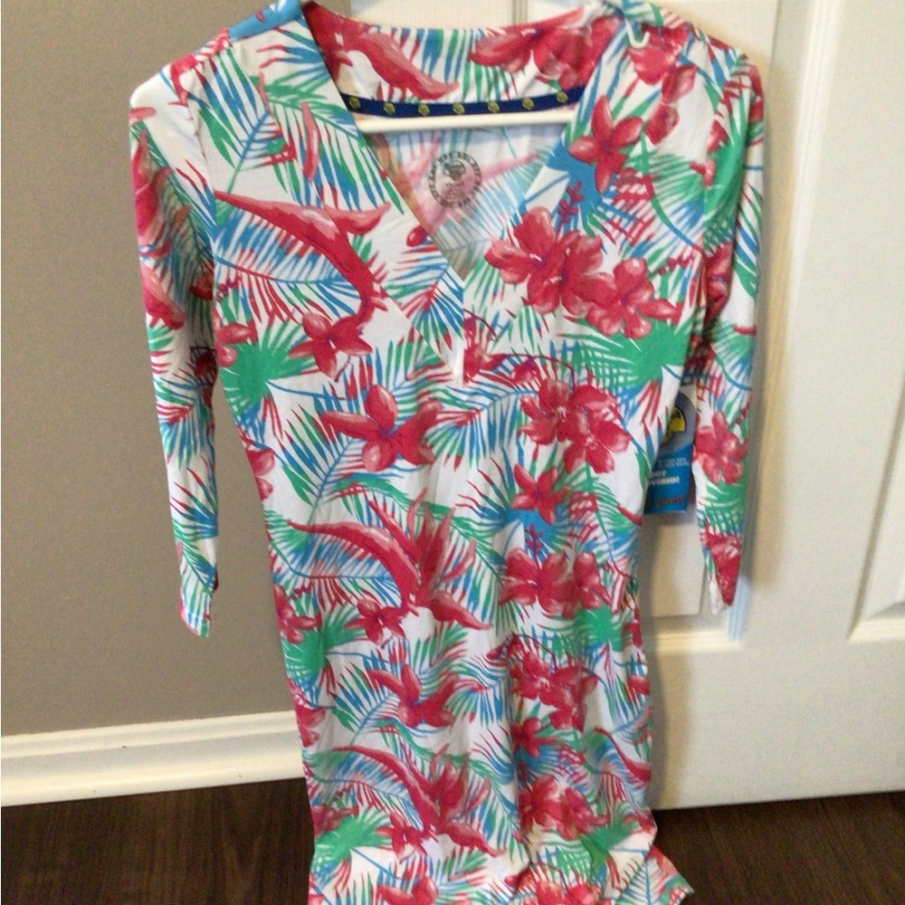 Banana Boat Tropical Floral V-Neck Dress size XS